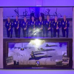 Blue Angels Autograph Picture with Frame and Glass Cover 5 autographs